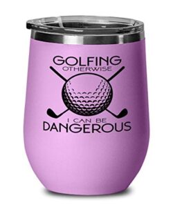 golfing wine glass, light purple wine tumbler, golfing stainless steel insulated lid wine glass mug cup present idea