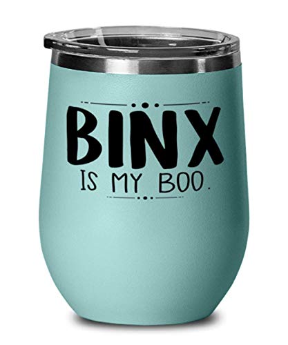 Brinx is My Boo Wine Glass, Teal Wine Tumbler, Brinx is My Boo Stainless Steel Insulated Lid Wine Glass Mug Cup Present Idea