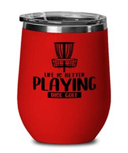 disc golf wine glass, wine tumbler red, disc golf stainless steel insulated lid wine glass mug cup present idea