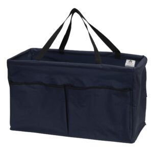 Household Essentials Blue Krush Canvas Utility Tote with Pockets | Reusable Grocery Bag Black Trim