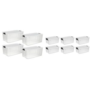 sterilite 116 qt and 18 qt ultra latch boxes, stackable storage bins with lids (4-pack and 6-pack)