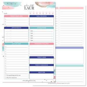bloom daily planners double sided daily planning system tear off to-do pad - undated checklist notepad organizer with perforated sheets - 6" x 9" - plan with laur