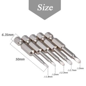 Mesee 5 Pcs Magnetic Triangle Head Screwdriver Bit Set, S2 Steel Triangular Screwdriver Bits 1/4 Hex Shank Triangle Drill Bit, 50mm length