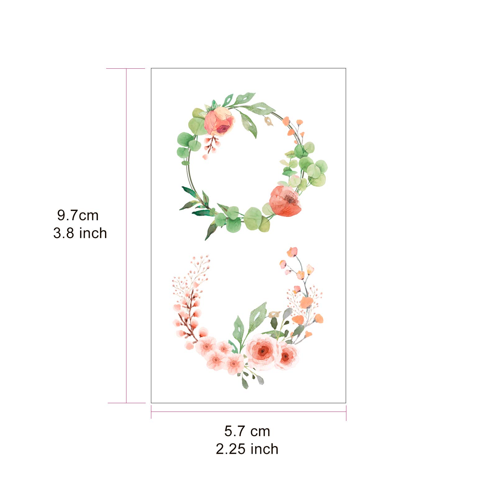 Everjoy Flowers Temporary Tattoos Stickers, Watercolor Roses, Peony, Daisy, Botanical Body Art Fake Tattoos for Women, Girls and Kids - 20 Pcs