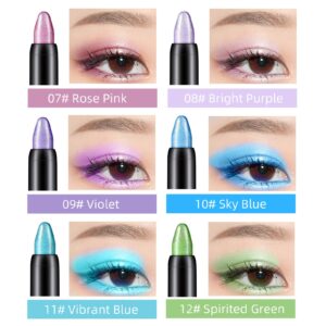 LSxia 15 Colors Glitter Eyeshadow Stick Colorful Set, Shimmer Glitter Pearl Cream Eye-Shadow Stick Eyeshadow Crayon, Shiny Colored Sticks Eyeshadow Pen Eye Makeup, Long Lasting Smooth Eye shadow Stick