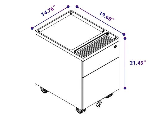 CuHome 2-Drawer Mobile Filing Cabinet with Lock and Casters, Fully Assembled Except Casters, Vertical File Metal Cabinet for Home Office, Small Filing Cabinet Under Desk, Cloud White