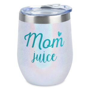 supkiir gifts for mom- mom juice -mom birthday mother’s day gifts from son, daughter for new mom, pregnant mom, wife mommy shark wine tumbler mug, sliver rainbow