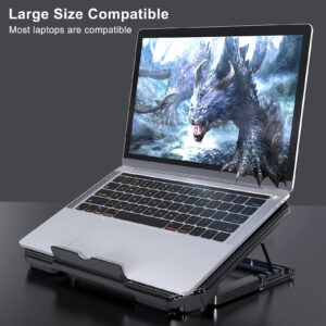 LIENS Laptop Cooling Pad with Adjustable Height Two 5.1 Inches Fan 2 USB Ports Suitable for 12"-15.6" Laptops（Black）
