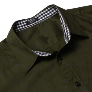 COOFANDY Mens Business Dress Shirt Long Sleeve Slim Fit Casual Button Down Army Green, Large