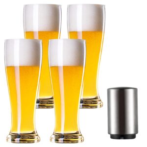 nc pilsner craft beer glasses with beer bottle opener 16oz beer glasses beer glass set bar glassware pint beer glass beer glasses for men set of 4