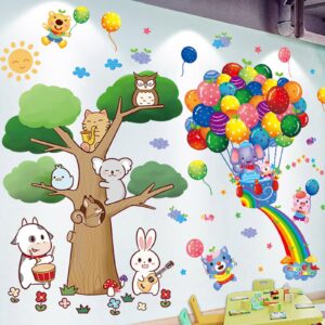 Animal Wall Sticker Cartoon Baby Children DIY Art Decal Self-Adhesive Wallpaper Mural Decorate for Living Room TV Sofa Background Bedroom Kids Room Nursery