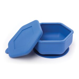 tiny twinkle silicone suction bowl with lid for baby and toddler - 100% silicone - bpa free - microwave safe - suction bowls for baby, snack containers for toddlers (indigo)