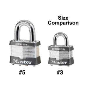 Master Lock Padlock - 2" W Body x 1" L Shackle, Four (4) Keyed Alike Locks 5 NKA-4 w/Bump Stop Technology