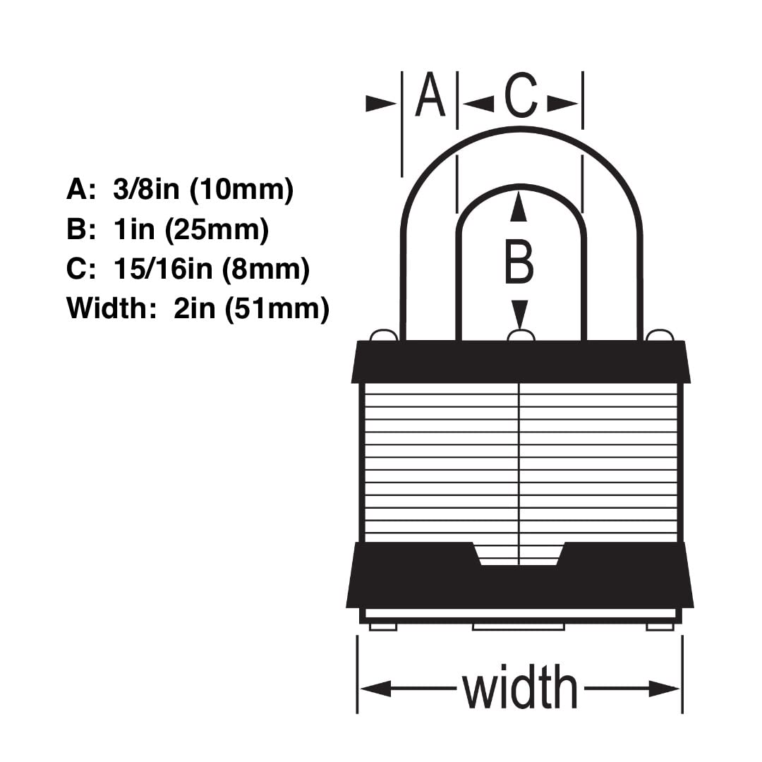 Master Lock Padlock - 2" W Body x 1" L Shackle, Four (4) Keyed Alike Locks 5 NKA-4 w/Bump Stop Technology