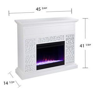 SEI Furniture Wansford Color Changing Fireplace, White/Mirror