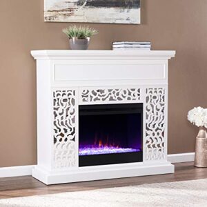 SEI Furniture Wansford Color Changing Fireplace, White/Mirror