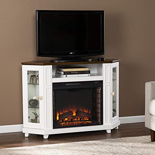 SEI Furniture Dilvon Electric Media Fireplace w/Storage, White/Brown