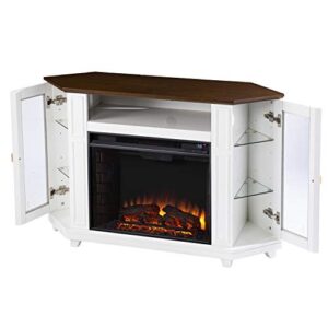 SEI Furniture Dilvon Electric Media Fireplace w/Storage, White/Brown