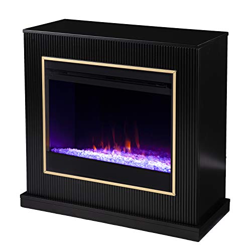 SEI Furniture Crittenly Color Changing Electric Fireplace, Black/Gold