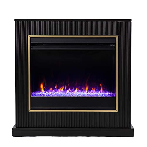 SEI Furniture Crittenly Color Changing Electric Fireplace, Black/Gold