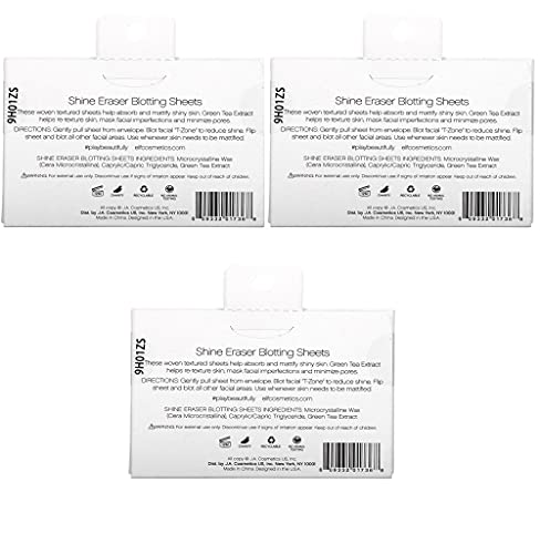 Pack of 3 e.l.f. Shine Eraser Blotting Sheets, 30 sheets (1736)3