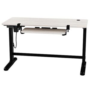 truweo adjustable electric standing desk – 50 x 23.6 inches sit to stand office desk with cable and sliding keyboard tray – 3 controlled memory height settings – anti-scratch surface – grey