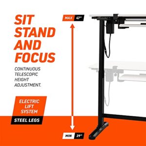 Truweo Adjustable Electric Standing Desk – 50 x 23.6 inches Sit to Stand Office Desk with Cable and Sliding Keyboard Tray – 3 Controlled Memory Height Settings – Anti-Scratch Surface – Grey