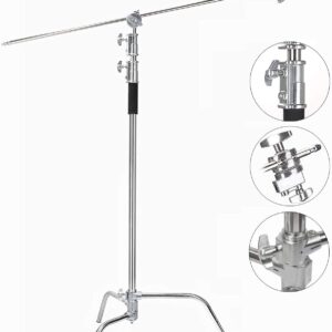 Sokani C Stand with Boom Arm [2023 New Upgrade Version] 100% Metal Max 10.8ft/330cm Adjustable Reflector Stand 4.2ft/128cm Holding Arm and 2 Pieces Grip Head, Bag Sandbag, Fish Mouth Clip included