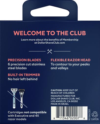 Dollar Shave Club 6-Blade Razor Refill Cartridges for an Extra Close Shave Shave with Precision 4 Count