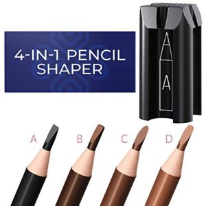 4-in-1 Plastic Duckbill-Shape Eyebrow Pencil Shaper - Eye Makeup Shaping Tool for Waterproof Peel Off Brow Pencils - Compact Cosmetic Shaper for Beginners & Professional