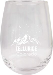 r and r imports telluride colorado ski adventures etched stemless wine glass 15 oz 2-pack