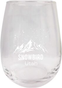 r and r imports snowbird utah ski adventures etched stemless wine glass 15 oz 2-pack