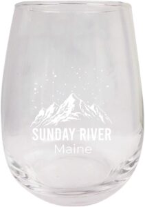 r and r imports sunday river maine ski adventures etched stemless wine glass 15 oz 2-pack