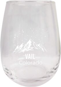 r and r imports vail colorado ski adventures etched stemless wine glass 15 oz 2-pack