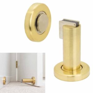 Magnetic Door Stopper Holder Flat Catch Doorstop Guard Office Fitting Screw Gold