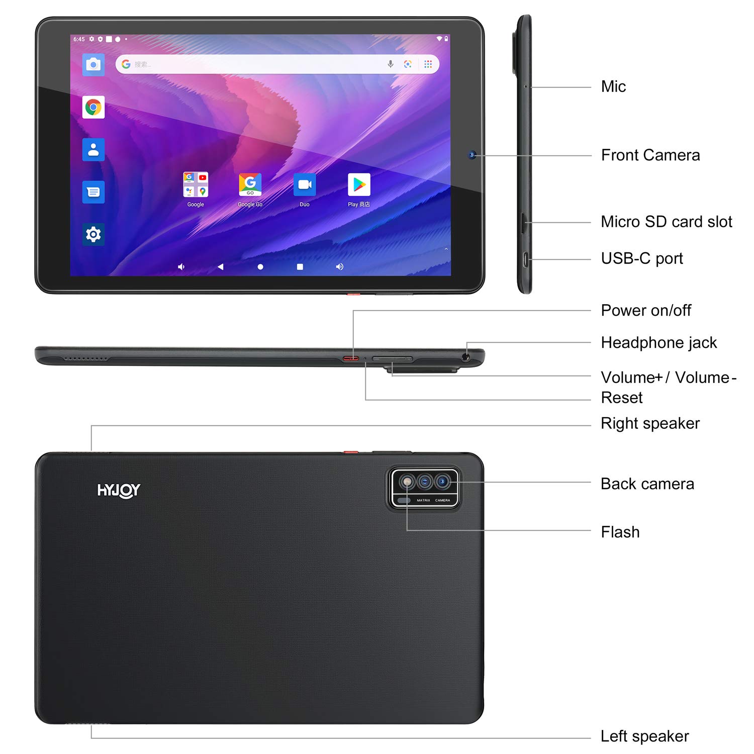 Hyjoy Tablet 9 Inch Android 10 Quad-Core 2GB RAM 32GB ROM IPS HD Display 4000mAh Tablets(Black)