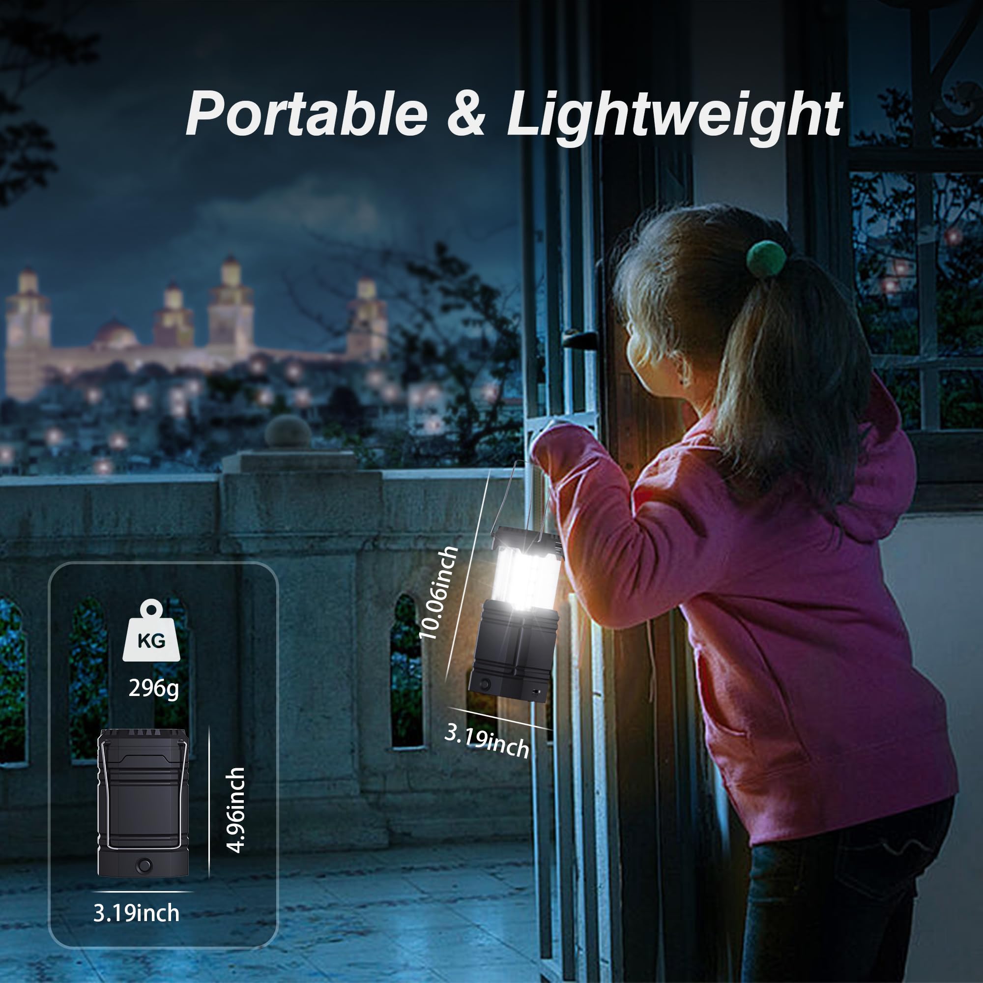 3000 Large Capacity Hand Crank Solar Camping Lantern, Portable Ultra Bright LED Torch, 23-26 Hours Running Time, USB Charger, Electronic Lantern for Outdoor