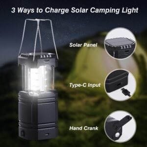 3000 Large Capacity Hand Crank Solar Camping Lantern, Portable Ultra Bright LED Torch, 23-26 Hours Running Time, USB Charger, Electronic Lantern for Outdoor