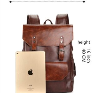 WEECOC Vintage Leather Backpack Casual Daypack for Men Women Laptop Bag Satchel Bags Unisex Satchel Bags Classic style (brown)