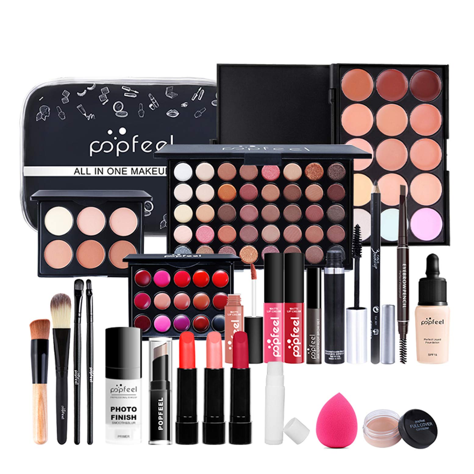 FantasyDay All in One Professional Makeup Kit for Women Girls Holiday Makeup Gift Sets Xmas Essential Bundle Include Eyeshadow Palette Lipstick Blush Concealer Eyeliner Mascara Brush Eyebrow Pencil