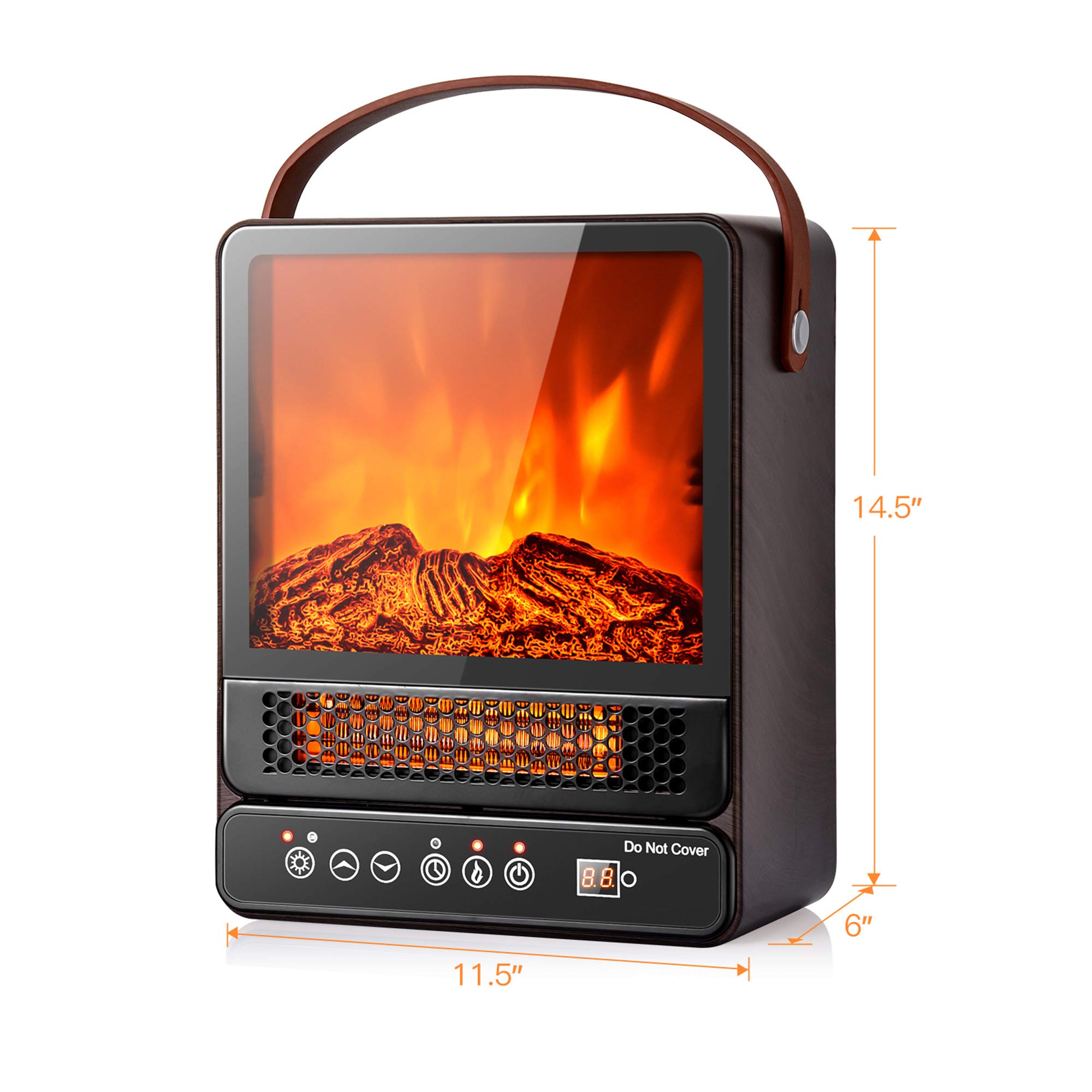 DORTALA 14.5" Mini Portable Electric Fireplace, 750W/1500W Tabletop Stove Heater with 3D Flame & Remote Control, Electric Fireplace Heater with Overheat Protection,12H Timer,Walnut