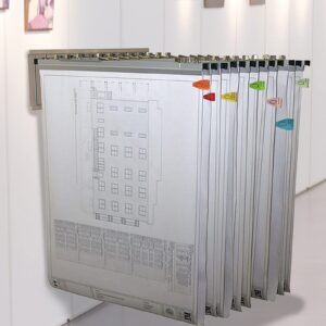 Landrol Heavy Duty Pivot Wall Display Rack Plan Center Blueprint Storage Hanging Poster with 12 Pivot Brackets