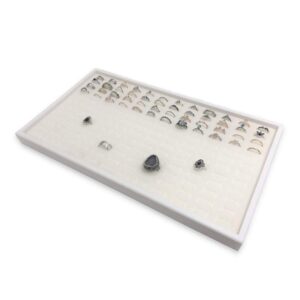 144 foam insert ring display tray (white tray, white foam) - 1 pack (14 ¾” x 8 ¼” x 1”) – merchandising/ jewelry display/ organizer/ multi purpose tray