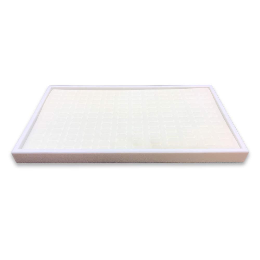 144 Foam Insert Ring Display Tray (White Tray, White Foam) - 1 Pack (14 ¾” x 8 ¼” x 1”) – Merchandising/ Jewelry Display/ Organizer/ Multi Purpose Tray