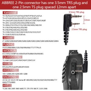 BAOFENG ABBREE Original 2-Pin Detachable Headset Air Acoustic Tube Two Way Radio Earpiece UV-5R BF-888S BF-F8HP 5RM UV-5G Plus UV-21R UV-17R GM-5RH GM-15 PRO K5PLUS Walkie Talkie (2Pack)