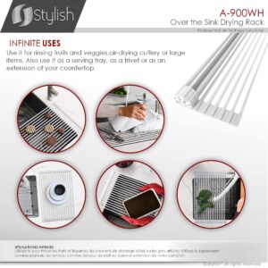 STYLISH Over The Sink Roll-Up Dish Drying Rack | Trivet | Heat Resistant | Drying Dishes and Rinsing Vegetables | White | A-900WH (White) Visit The Store