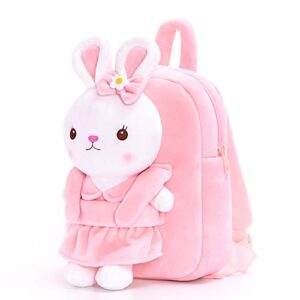 gloveleya kids backpack toddler backpacks with stuffed bunny toy pink 9''…