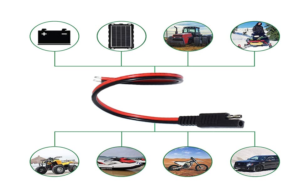 LIXINTIAN 14AWG SAE Connector Extension Cable, (3Pack) SAE Quick Connector Disconnect Plug SAE Automotive Extension Cable, Solar Panel SAE Plug- 30cm/1ft