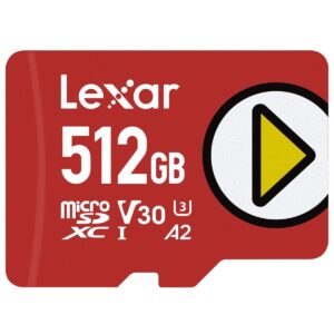 lexar 512gb play microsdxc memory card, uhs-i, c10, u3, v30, a2, full-hd video, up to 160/100 mb/s, expanded storage for nintendo-switch, gaming devices, smartphones, tablets (lmsplay512g-bnnnu)