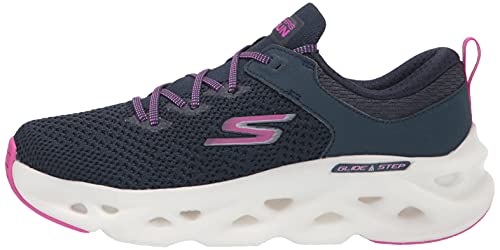 Skechers Women's GO Run Glide Step Hyper-Dash Charge Sneaker, Navy, 9